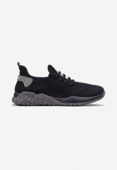 Granatowo-Szare Siateczkowe Buty Sportowe Typu Slip On z Ozdobnym Sznurowaniem Incarda. Niebieskie buty sportowe na co dzień męskie Born2be, na lato, bez zapięcia, na fitness i siłownię. Za 64.99 zł.