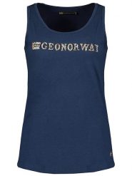 Geographical Norway Top "Jardiniere" w kolorze granatowym rozmiar: S. Niebieskie topy damskie Geographical Norway, s, bez wzorów, z bawełny, bez kołnierzyka. Za 30.99 zł.