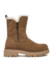 Clara Barson Botki CEO-WS6382-01 Brązowy. Brązowe botki damskie Clara Barson, z materiału, bez obcasa, na płaskiej podeszwie, bez zapięcia. Za 129.99 zł.