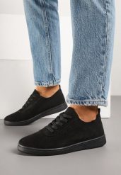 Czarne Tenisówki z Perforowaną Cholewką Ellivene. Czarne trampki i tenisówki damskie Renee, bez wzorów, z jeansu. Za 49.99 zł.