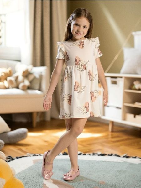 Mini sukienka we wzory - kremowy. Białe sukienki dziewczęce Sinsay, bez wzorów, bez ramiączek. W wyprzedaży za 7.99 zł.