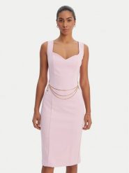 Fracomina Sukienka koktajlowa FR26SD2017W42901 Różowy Slim Fit. Czerwone sukienki damskie Fracomina, xl, bez wzorów, z syntetyku, wizytowe, bez kołnierzyka, bez ramiączek. Za 699.99 zł.