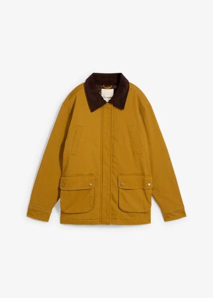Parka oversize. Zielone parki damskie bonprix, bez wzorów, ze sztruksu. Za 299.99 zł.