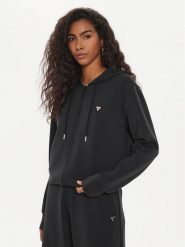 Guess Bluza V4YQ06 KCAY2 Czarny Regular Fit. Czarne bluzy bez kaptura damskie Guess, xxs, z syntetyku. Za 319.99 zł.