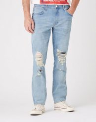 WRANGLER GREENSBORO MĘSKIE SPODNIE JEANSOWE INDIGO LEGENDS W15Q5966P 112145821. Niebieskie spodnie materiałowe męskie Wrangler, bez wzorów, z jeansu. Za 209.99 zł.