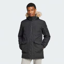 Paveric Fur Parka. Niebieskie parki męskie Adidas, l, bez wzorów, z poliamidu. Za 670.80 zł.