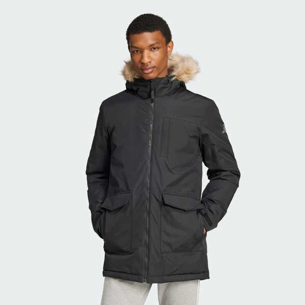 Paveric Fur Parka. Niebieskie parki męskie Adidas, l, bez wzorów, z poliamidu. Za 675.60 zł.