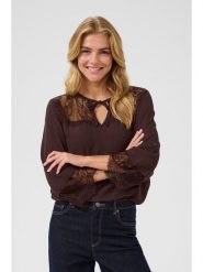 Kaffe Bluzka w kolorze brązowym rozmiar: 42. Brązowe bluzki damskie Kaffe, bez wzorów, z koronki, bez kołnierzyka, bez ramiączek. Za 82.99 zł.