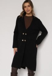 Czarny Elegancki Długi Płaszcz Dwurzędowy Oritusa. Czarne płaszcze damskie Born2be, uniwersalny, bez wzorów, z jeansu, eleganckie. Za 129.99 zł.