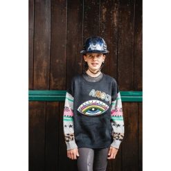 Sweter damski Ju & Pa Umour. Czarne swetry klasyczne damskie JU ET PA, z materiału, bez kołnierzyka. Za 343.00 zł.