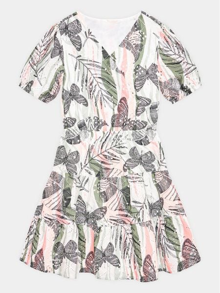Guess Sukienka codzienna J3GK04 WFGJ0 Kolorowy Regular Fit. Sukienki dziewczęce Guess, z aplikacjami, z bawełny, bez ramiączek. Za 249.99 zł.