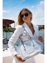 Maison héritage PARIS Skórzany shopper bag "Malta" w kolorze srebrnym - 52 x 31 cm rozmiar: onesize. Szare shopper bag damskie maison héritage PARIS, bez wzorów, z materiału, na ramię, bez dodatków. Za 426.99 zł.