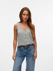 Vero Moda Top w kolorze czarno-białym rozmiar: M. Białe topy damskie Vero Moda, m, bez wzorów, z wiskozy, bez kołnierzyka. Za 98.80 zł.