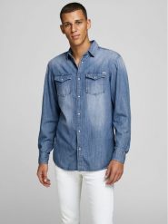 Jack & Jones Koszula Sheridan 12138115 Niebieski Slim Fit. Niebieskie koszule męskie Jack & Jones, l, bez wzorów, z bawełny, bez kołnierzyka, bez ramiączek. Za 149.99 zł.