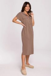 Sukienka koszulowa szmizjerka z kołnierzykiem bawełna brąz. Sukienki damskie Bewear, do pracy, m, bez wzorów, z bawełny, biznesowe, bez kołnierzyka, bez ramiączek, koszulowe. Za 319.00 zł.