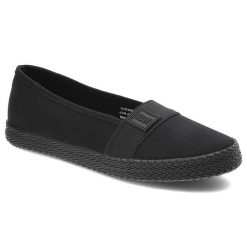 Czarne Tenisówki Big Star Wygodne Damskie Buty. Czarne trampki i tenisówki damskie Big Star, z aplikacjami, z gumy. Za 99.00 zł.