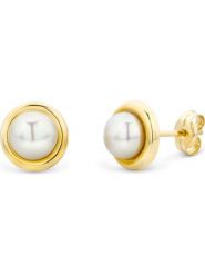 Revoni Złote kolczyki-wkrętki z perłami rozmiar: onesize. Białe kolczyki damskie Revoni, z perłą, złote. Za 347.99 zł.