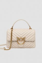 PINKO Beżowa kopertówka Love Lady Puff Mini CL. Brązowe torebki wieczorowe Pinko, bez wzorów, eleganckie, bez kołnierzyka, bez ramiączek. W wyprzedaży za 1,399.99 zł.