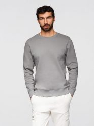 Bluza męska dresowa BASIC z okrągłym dekoltem OM-SSBN-0271 - - Rozmiar: XXL. Białe bluzy bez kaptura męskie Ombre Clothing, m, z bawełny. W wyprzedaży za 118.99 zł.