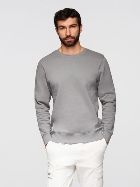Bluza męska dresowa BASIC z okrągłym dekoltem OM-SSBN-0271 - - Rozmiar: XXL. Białe bluzy bez kaptura męskie Ombre Clothing, m, z bawełny. Za 169.99 zł.