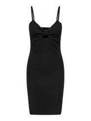 ONLY Sukienka letnia Janna 15343601 Czarny Slim Fit. Czarne sukienki damskie Only, na lato, xs, bez wzorów, z bawełny, bez kołnierzyka, bez ramiączek. Za 79.99 zł.