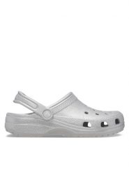 Crocs Klapki Classic Glitter Clog 205942 Srebrny. Szare klapki damskie Crocs, bez wzorów, z tworzywa sztucznego, bez obcasa. Za 249.99 zł.