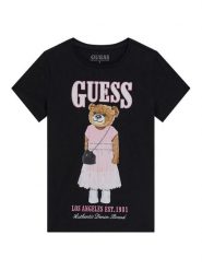 Guess T-Shirt J6RI10 K6YW4 Czarny Regular Fit. Czarne koszulki dziewczęce Guess, z aplikacjami, z bawełny, bez ramiączek. Za 115.00 zł.