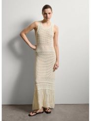 STEFANEL Sukienka w kolorze beżowym rozmiar: S. Brązowe sukienki damskie Stefanel, na co dzień, s, bez wzorów, bez kołnierzyka, bez ramiączek, maxi, proste. Za 260.99 zł.