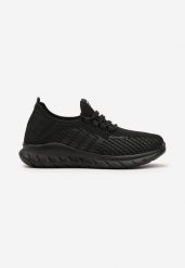Czarne Sznurowane Buty Sportowe Sneakersy na Grubszej Podeszwie ze Skarpetkową Cholewką Reelia. Czarne buty sportowe na co dzień męskie Born2be, bez zapięcia, trekkingowe. Za 64.99 zł.
