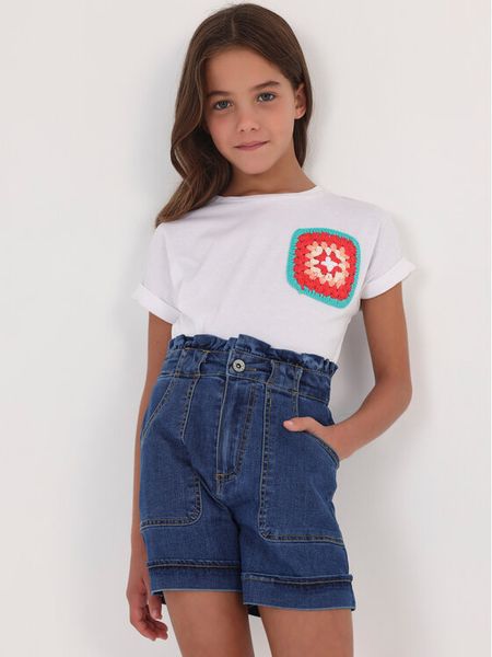 Mayoral T-Shirt 6047 Biały. Białe koszulki dziewczęce Mayoral, bez wzorów, z bawełny, bez ramiączek. Za 59.99 zł.