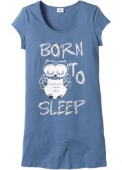 Krótka koszula nocna z czystej bawełny organicznej. Niebieskie koszule nocne damskie bonprix, bez wzorów, z bawełny. Za 52.99 zł.