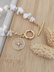 Nakkash Pozłacana bransoletka z kamieniami szlachetnymi rozmiar: onesize. Białe bransoletki damskie Nakkash, pozłacane. Za 87.61 zł.