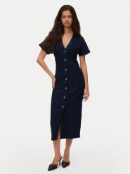 Vero Moda Sukienka jeansowa Sanni 10345708 Granatowy Slim Fit. Niebieskie sukienki damskie Vero Moda, s, bez wzorów, z bawełny, bez kołnierzyka, bez ramiączek. Za 229.99 zł.