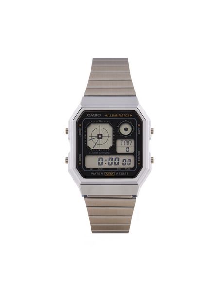 Casio Zegarek A130WE-1AEF Srebrny. Szare, cyfrowe zegarki męskie Casio, srebrne. Za 219.99 zł.