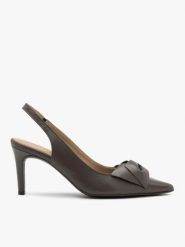 Szare czółenka slingback z kokardą. Szare czółenka damskie Ryłko, bez wzorów, ze skóry, bez obcasa, na obcasie. Za 399.99 zł.