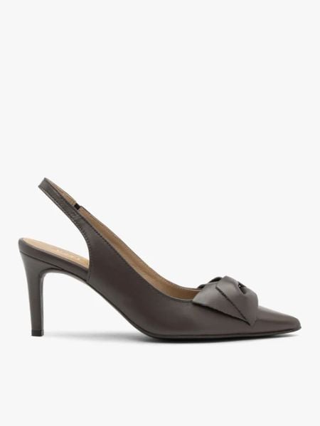 Szare czółenka slingback z kokardą. Szare czółenka damskie Ryłko, bez wzorów, ze skóry, bez obcasa, na obcasie. Za 399.99 zł.
