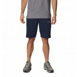 Krótkie Spodenki Turystyczne Męskie Columbia Logo Fleece Short. Niebieskie szorty męskie Columbia, bez kołnierzyka. Za 94.99 zł.