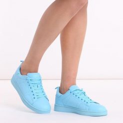 Niebieskie sportowe buty damskie Vices Q35-11. Niebieskie buty sportowe na co dzień damskie VICES, bez wzorów, ze skóry. Za 89.00 zł.