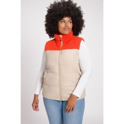 Damskie Pikowana kamizelka pluszowy polar stójka dwukierunkowy suwak. Brązowe kamizelki damskie Ulla Popken, plus size, z materiału. W wyprzedaży za 343.99 zł.