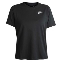 Koszulka sportowa damska Nike Nsw Tee Club. Czarne bluzki sportowe damskie Nike, z bawełny, bez kołnierzyka, bez ramiączek. Za 198.00 zł.