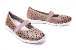 RIEKER REMONTE R7100-31 rose, baleriny damskie. Żółte baleriny damskie Rieker Remonte, w ażurowe wzory, z gumy, bez obcasa. Za 139.95 zł.