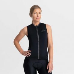 Koszulka rowerowa damska bez rękawów Rogelli Essential. Czarne topy sportowe damskie Rogelli, l, bez wzorów, z materiału, bez ramiączek. Za 214.00 zł.