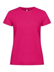 Clique Basic-T Women dopasowany T-shirt z bawełny. Czerwone t-shirty damskie CLIQUE, l, bez wzorów, z bawełny, bez kołnierzyka. Za 97.35 zł.
