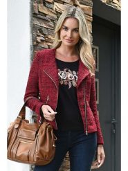 Bleu d'Azur Kurtka przejściowa "Eden" w kolorze czerwonym rozmiar: 36. Czerwone kurtki damskie Bleu d'Azur, w ażurowe wzory, bez kaptura. Za 161.34 zł.