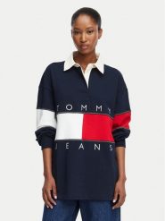Tommy Jeans Bluza Tjw Ovs DW0DW22827 Granatowy Oversize. Niebieskie bluzy bez kaptura damskie Tommy Jeans, m, z bawełny. Za 449.99 zł.