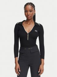 Elisabetta Franchi Bluzka MK-17B-66E2-V300 Czarny Slim Fit. Czarne bluzki damskie Elisabetta Franchi, bez wzorów, bez kołnierzyka, bez ramiączek. Za 1,289.00 zł.