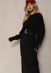 Czarna Pudełkowa Sukienka z Dzianiny z Wiskozą Maziala. Czarne sukienki damskie Renee, na co dzień, bez wzorów, z dzianiny, eleganckie, bez kołnierzyka, bez ramiączek, midi. W wyprzedaży za 111.99 zł.