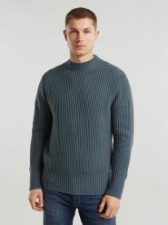 G-Star Sweter w kolorze niebieskim rozmiar: XL. Niebieskie swetry męskie G-Star, xl, bez wzorów, prążkowane, bez kołnierzyka. Za 210.81 zł.