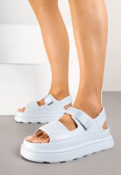 Jasnoniebieskie Sandały na Platformie w Sportowym Stylu Lisilia. Niebieskie sandały damskie Renee, bez wzorów, z jeansu, bez obcasa, na platformie. Za 59.99 zł.