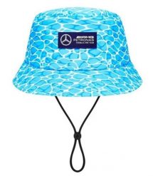 Czapka bucket Mercedes-AMG Petronas F1 George Russell Miami GP niebieska. Białe czapki męskie Erima, bez wzorów, z tkaniny, eleganckie. Za 184.99 zł.